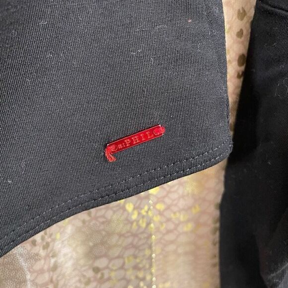 N: Philanthropy Black Long Sleeve Cutout Stretchy Bodysuit Medium - Picture 5 of 6